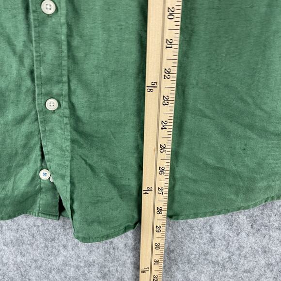 Bensimon 100% Linen Shirt Mens Small Green Button Down Long Sleeve Preppy - Picture 8 of 13